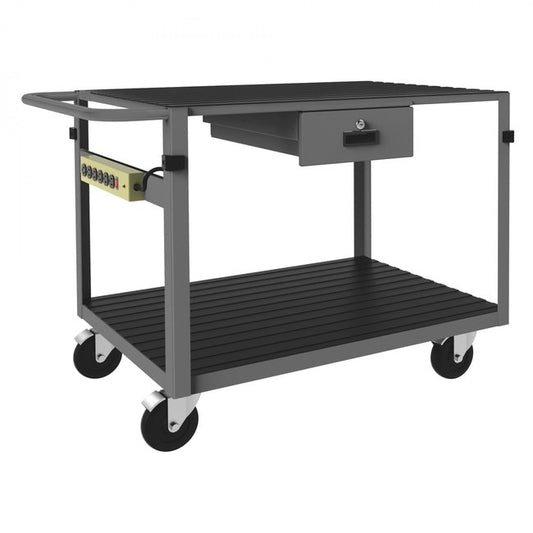 DURHAM MFG IC2436311DRPS4SW5PO95 Instrument Cart, 2 Flush Shelves