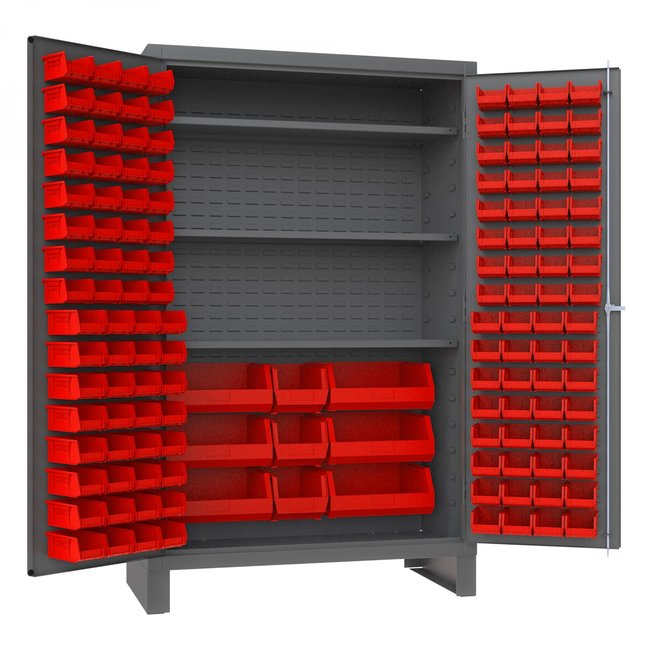 DURHAM MFG JC-137-3S-1795 Cabinet, 3 Shelves, 137 Red Bins