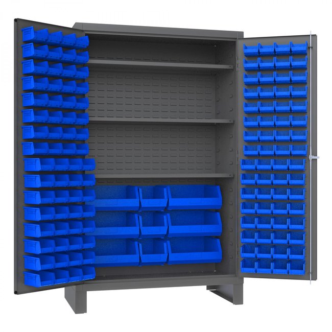 DURHAM MFG JC-137-3S-5295 Cabinet, 3 Shelves, 137 Blue Bins