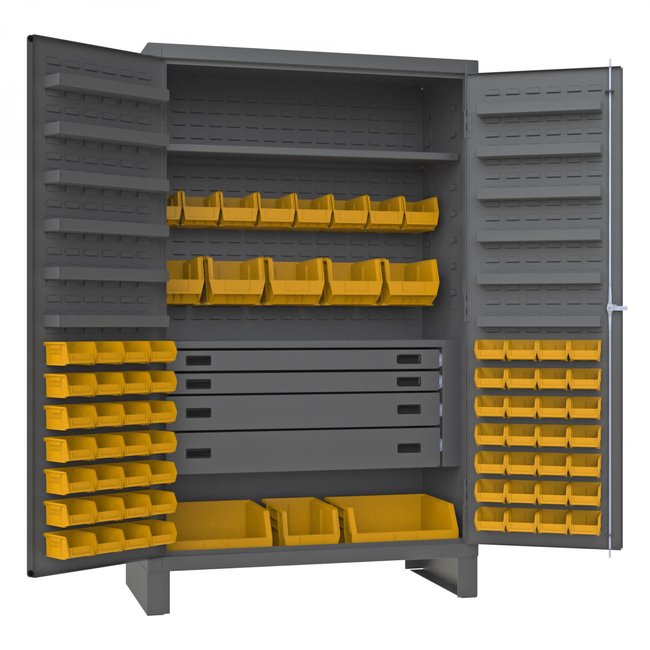 DURHAM MFG JCBDLP724RDR-95 4 Drawer Cabinet, 2 Shelves, 72 Bins