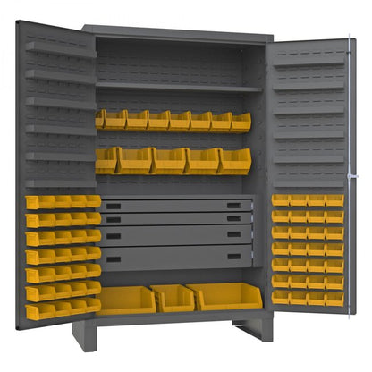 DURHAM MFG JCBDLP724RDR-95 4 Drawer Cabinet, 2 Shelves, 72 Bins