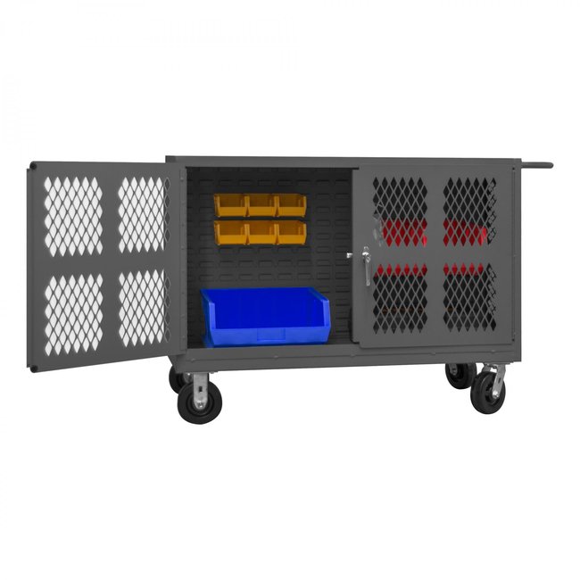 DURHAM MFG PJ-2448-LP-95 Double Sided Cart With Louvered Panels