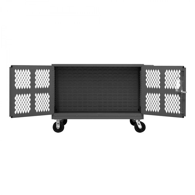 DURHAM MFG PJ-2448-LP-95 Double Sided Cart With Louvered Panels