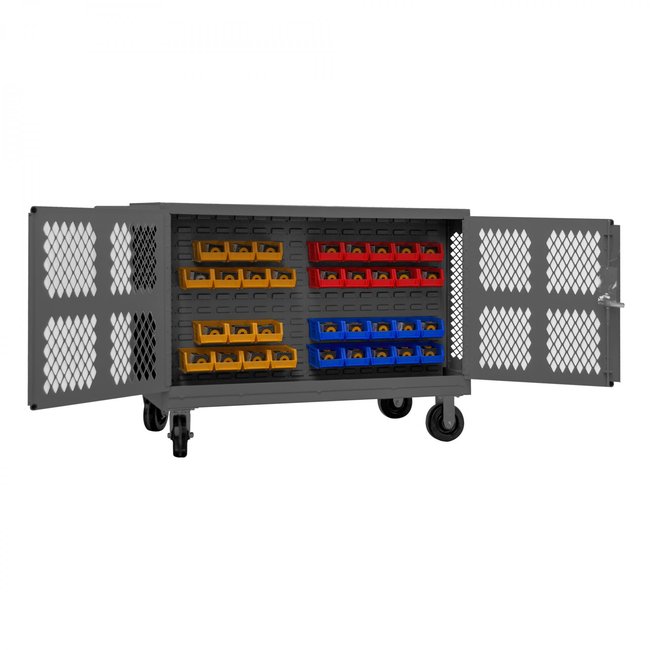 DURHAM MFG PJ-2448-LP-95 Double Sided Cart With Louvered Panels