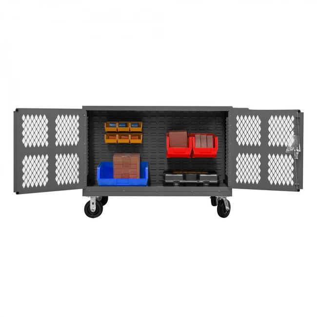 DURHAM MFG PJ-2448-LP-95 Double Sided Cart With Louvered Panels