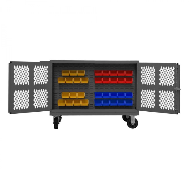 DURHAM MFG PJ-2448-LP-95 Double Sided Cart With Louvered Panels