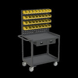 DURHAM MFG RSC-2436-2-LP-2DR-32B-95 Stock Cart, Louver Panel, Bins, Drawers