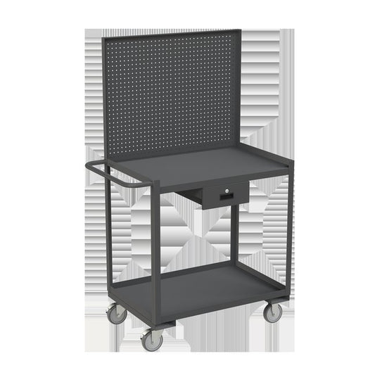 DURHAM MFG RSC-2436-2-PB-1DR-95 Stock Cart, 2 Shelves, Pegboard