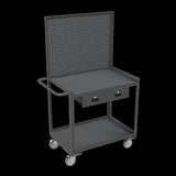 DURHAM MFG RSC-2436-2-PB-2DR-95 Stock Cart, 2 Shelf, Pegboard, 2 Drawer