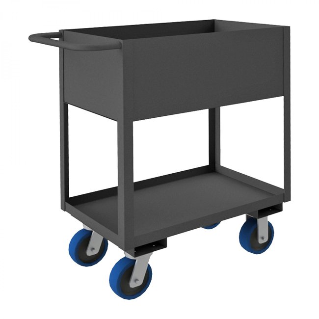 DURHAM MFG RSC12-1830-2-3.6K-6PU-95 Stock Cart, 2 Shelves, High Lip, 18 x 30