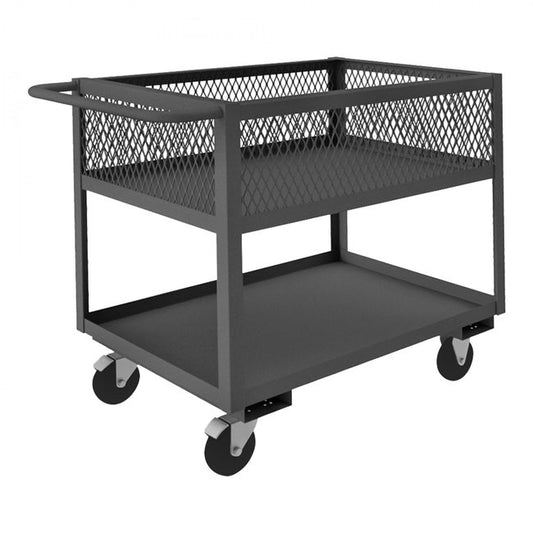 DURHAM MFG RSC12-EX2436-2-5PO-95 Stock Cart, 2 Shelves, High Lip, 24 x 36