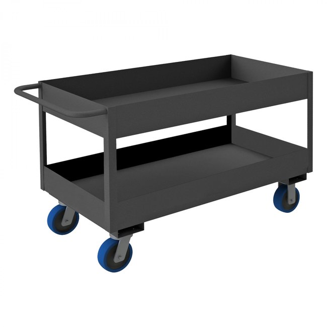 DURHAM MFG RSC6-2436-2-3.6K-6PU-95 Stock Cart, 2 Shelves, High Lip, 24 x 36