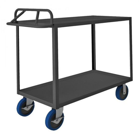 DURHAM MFG RSCE-2436-2-3.6K-8PUSB-95 Stock Cart, 2 Shelves, Ergonomic Handle
