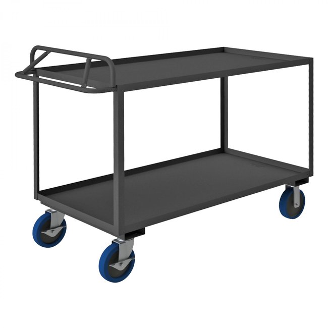 DURHAM MFG RSCE-3060-2-3.6K-8PUSB-95 Stock Cart, 2 Shelves, Ergonomic Handle