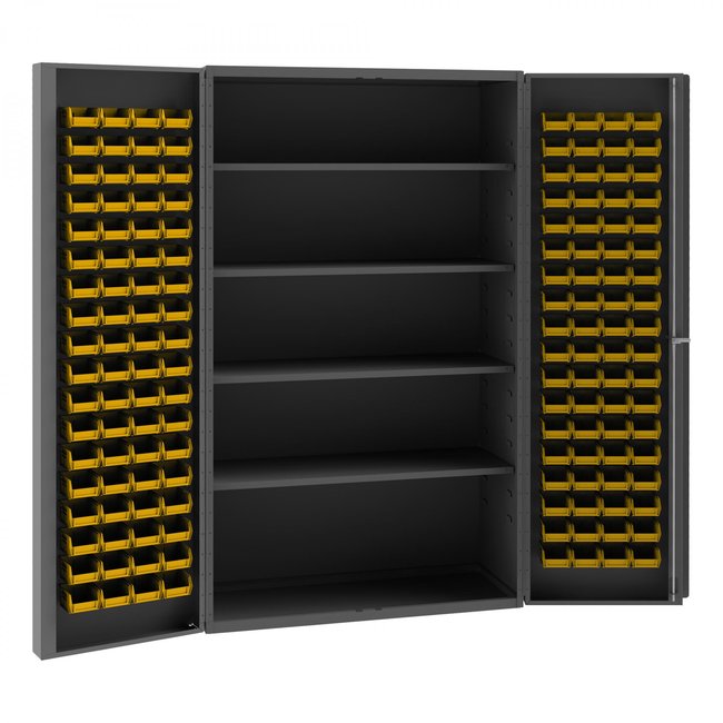 DURHAM MFG SJC-DLP-144-4S-95 Cabinet, 4 Shelves, 144 Yellow Bins