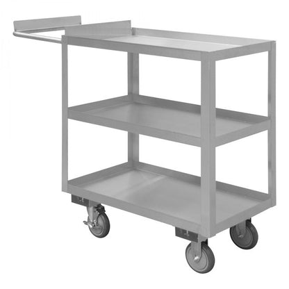 DURHAM MFG SOPC1618303ALU5PU Stainless Order Picking Cart, 3 Shelves