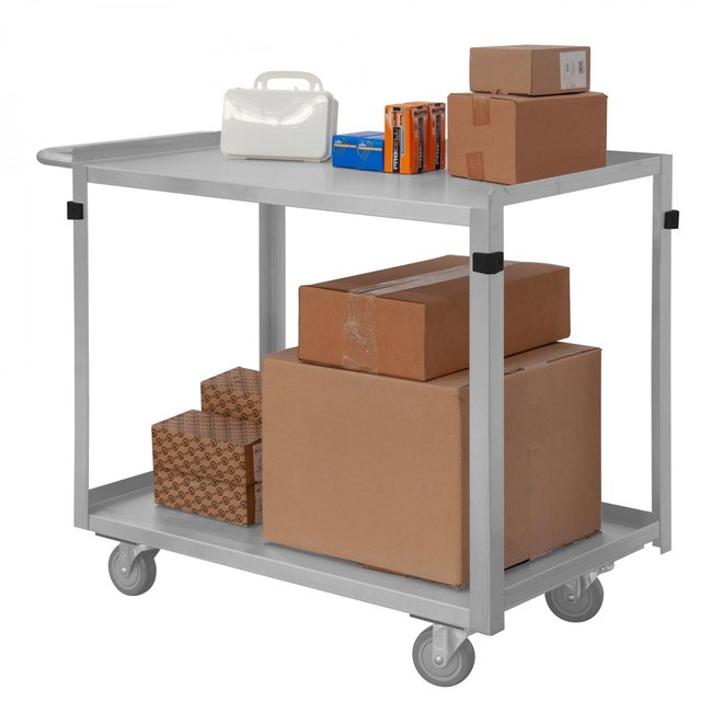 DURHAM MFG SRSC2016302FLD4PU Stainless Steel Stock Cart, 2 Shelves