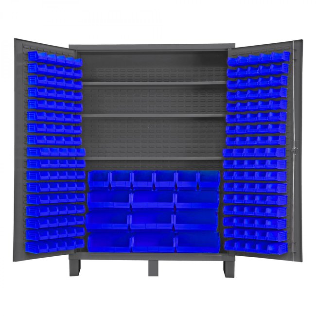 DURHAM MFG SSC-185-3S-5295 Cabinet, 3 Shelves, 185 Blue Bins