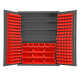 DURHAM MFG SSC-185-3S-NL-1795 Cabinet, 3 Shelves, 185 Red Bins