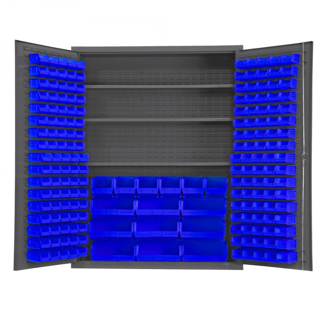 DURHAM MFG SSC-185-3S-NL-5295 Cabinet, 3 Shelves, 185 Blue Bins