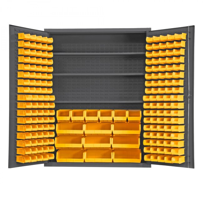 DURHAM MFG SSC-185-3S-NL-95 Cabinet, 3 Shelves, 185 Yellow Bins
