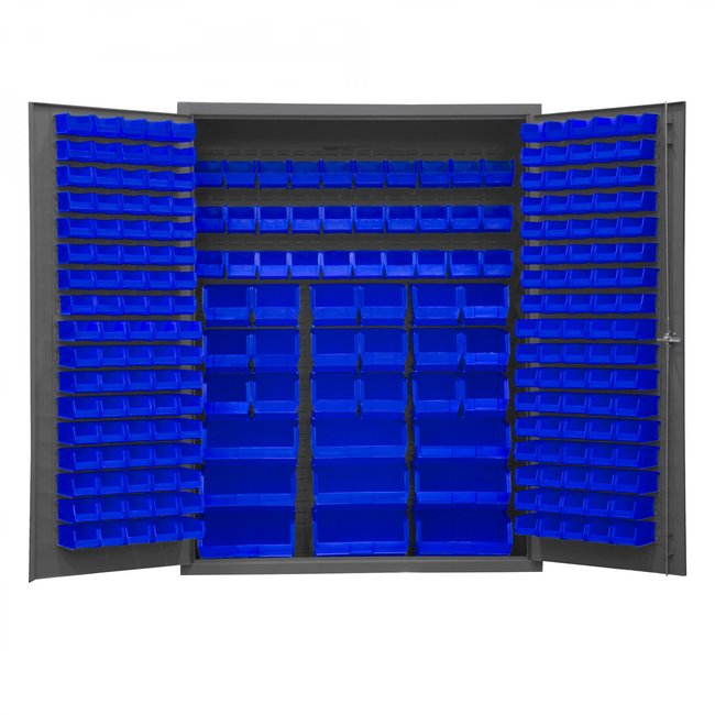 DURHAM MFG SSC-227-NL-5295 Cabinet, 227 Blue Bins, No Legs