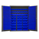 DURHAM MFG SSC-227-NL-5295 Cabinet, 227 Blue Bins, No Legs