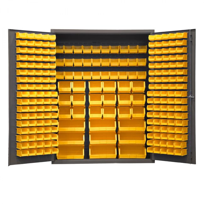 DURHAM MFG SSC-227-NL-95 Cabinet, 227 Yellow Bins, No Legs