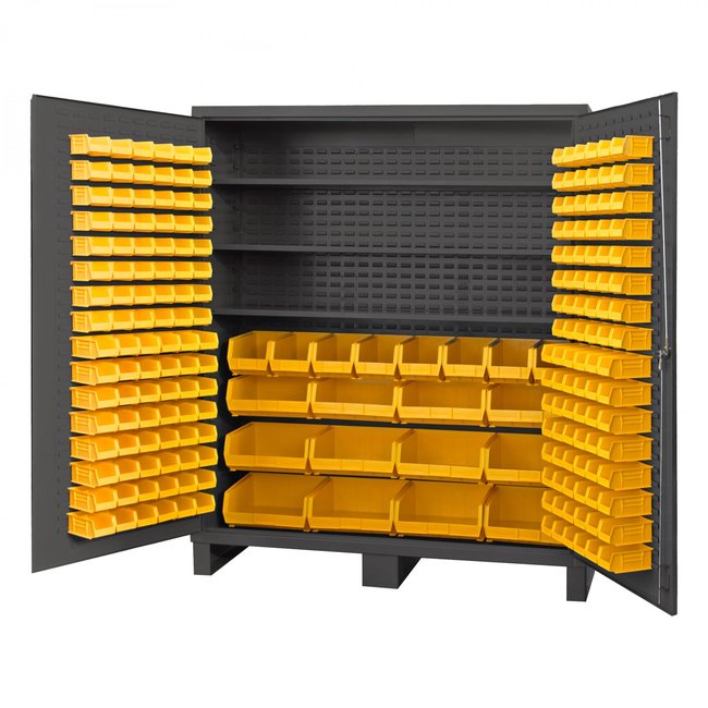 DURHAM MFG SSC-722484-BDLP-212-3S-95 Cabinet, 3 Shelves, 216 Yellow Bins