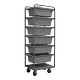 DURHAM MFG TBR-183072-6-5PO-95 Tub Rack, 6 Gray Bins, Bottom Shelf