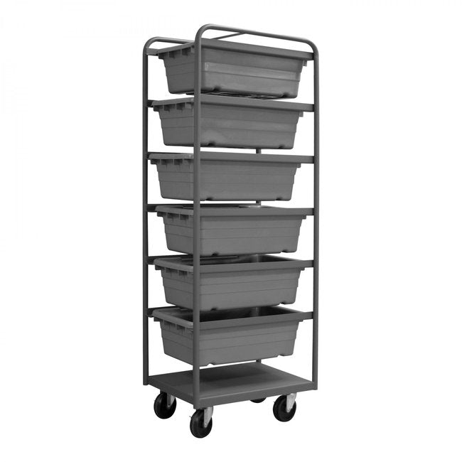 DURHAM MFG TBR-183072-6-5PO-95 Tub Rack, 6 Gray Bins, Bottom Shelf