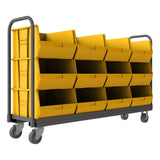 DURHAM MFG TBR-187847-12B-5PU-95 Tub Rack, 12 Yellow Bins, Push Handle