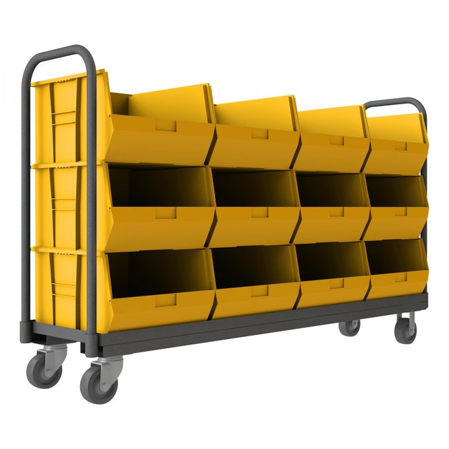 DURHAM MFG TBR-187847-12B-5PU-95 Tub Rack, 12 Yellow Bins, Push Handle