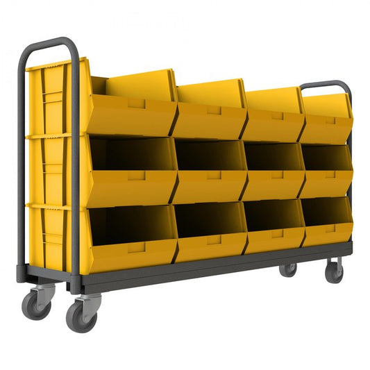 DURHAM MFG TBR-187847-12B-5PU-95 Tub Rack, 12 Yellow Bins, Push Handle