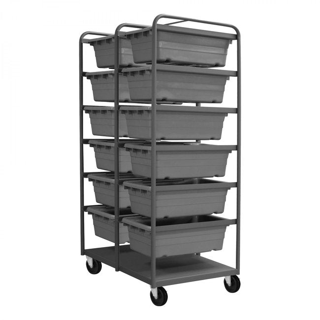 DURHAM MFG TBR-303672-12-5PO-95 Tub Rack, 12 Gray Bins, Bottom Shelf
