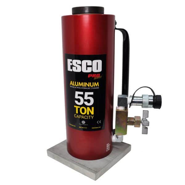 ESCO 10314 Jack, 55 Ton Lightweight Aluminum With Shut Off Valve and Base Plate, 10'' Stroke