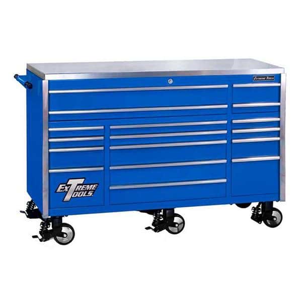 Extreme Tools EX7217RCBL 72 in. 17-Drawer Professional Roller Cabinet in Blue