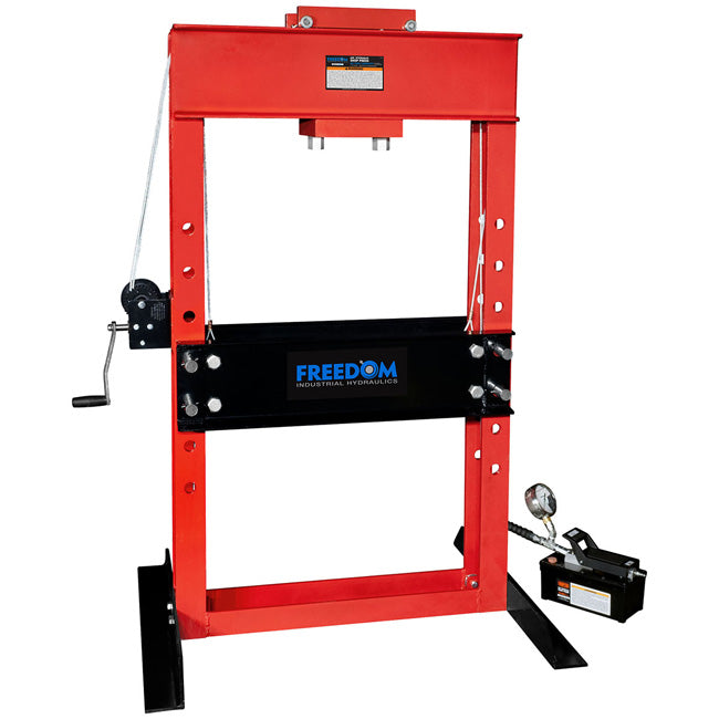 Freedom Hydraulics 50 Ton Capacity, Air / Hydraulic Pump Operated Shop Press W/ 6 1/4In. Stroke