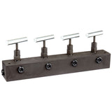 Freedom Hydraulics 12In. Long Manifold Block With 4 Needle Valves, 1 In - 4 Out, 3/8In. Nptf
