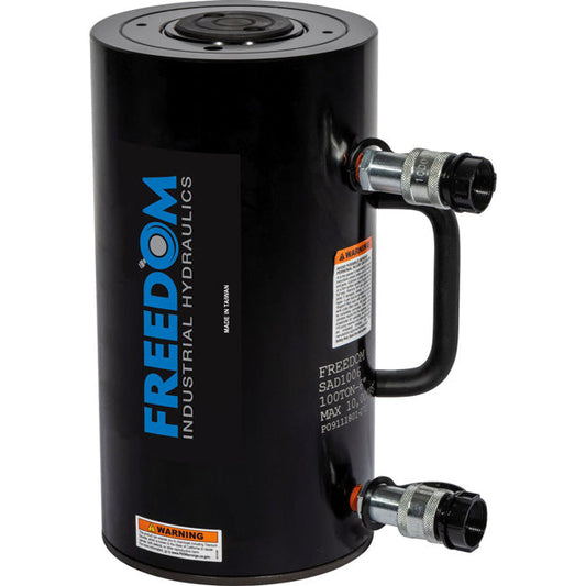 Freedom Hydraulics 100 Ton Aluminum Double Acting Cylinder, 6 In Stroke
