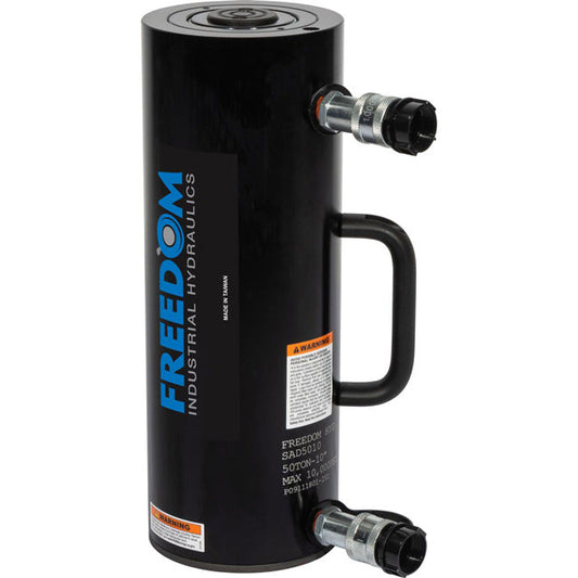 Freedom Hydraulics 50 Ton Aluminum Double Acting Cylinder, 10 In Stroke