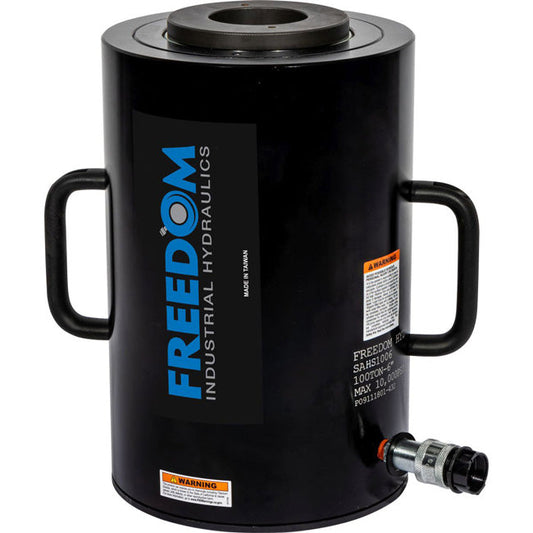 Freedom Hydraulics 100 Ton Aluminum Hollow Hole Cylinder, 6.00In. Stroke