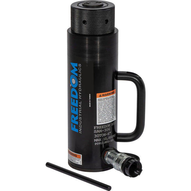 Freedom Hydraulics 30 Ton Aluminum Locknut Cylinder, 6 In Stroke