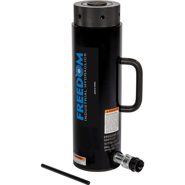 Freedom Hydraulics 50 Ton Aluminum Locknut Cylinder, 10 In Stroke