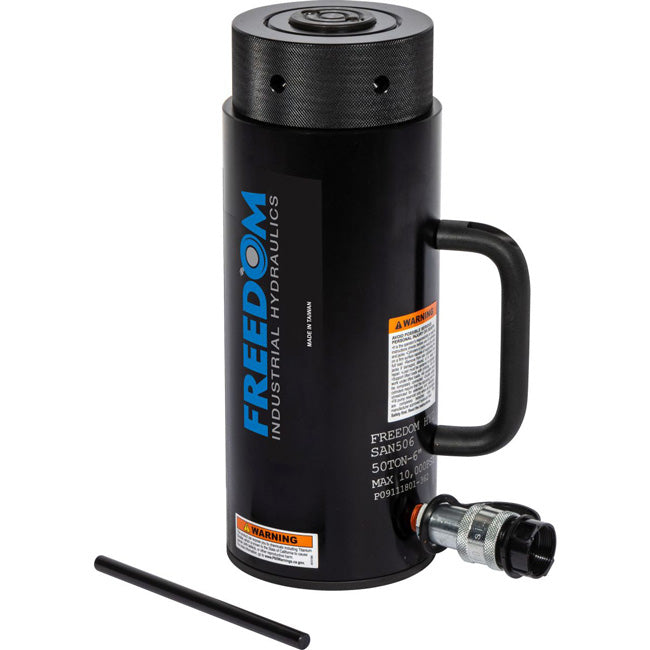 Freedom Hydraulics 50 Ton Aluminum Locknut Cylinder, 6 In Stroke