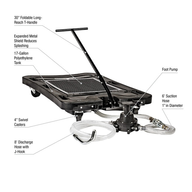 JohnDow 17-Gal. Poly Low-Profile Oil Drain w/ Foot Pump P/N: JDI-17FPLP