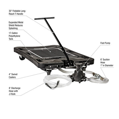 JohnDow 17-Gal. Poly Low-Profile Oil Drain w/ Foot Pump P/N: JDI-17FPLP