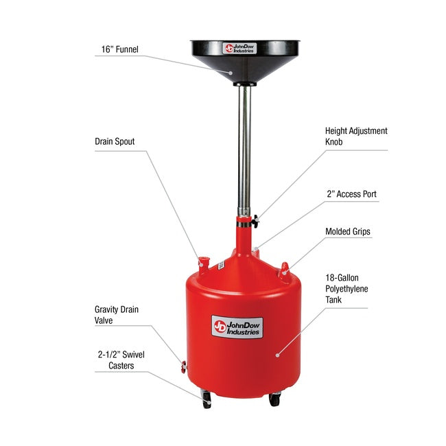 JohnDow 18-Gal. Economy Portable Poly Oil Drain P/N: JDI-18DCP