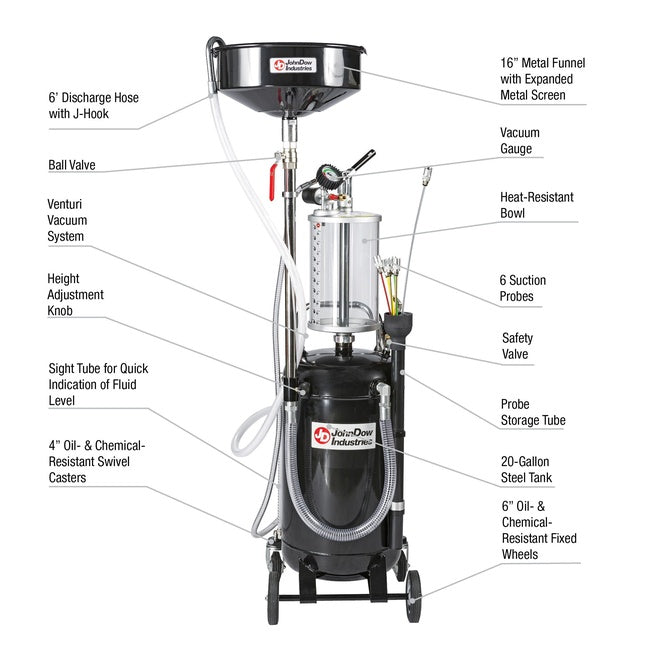 JohnDow 20-Gal. Combination Fluid Evac & Oil Drain P/N: JDI-20COMBO