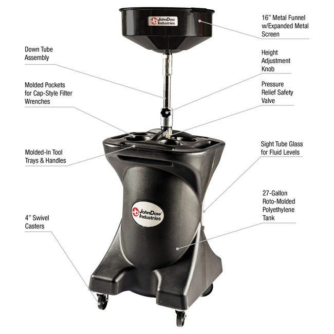 JohnDow 27-Gal. Deluxe Poly Self-Evac Oil Drain P/N: JDI-27DC